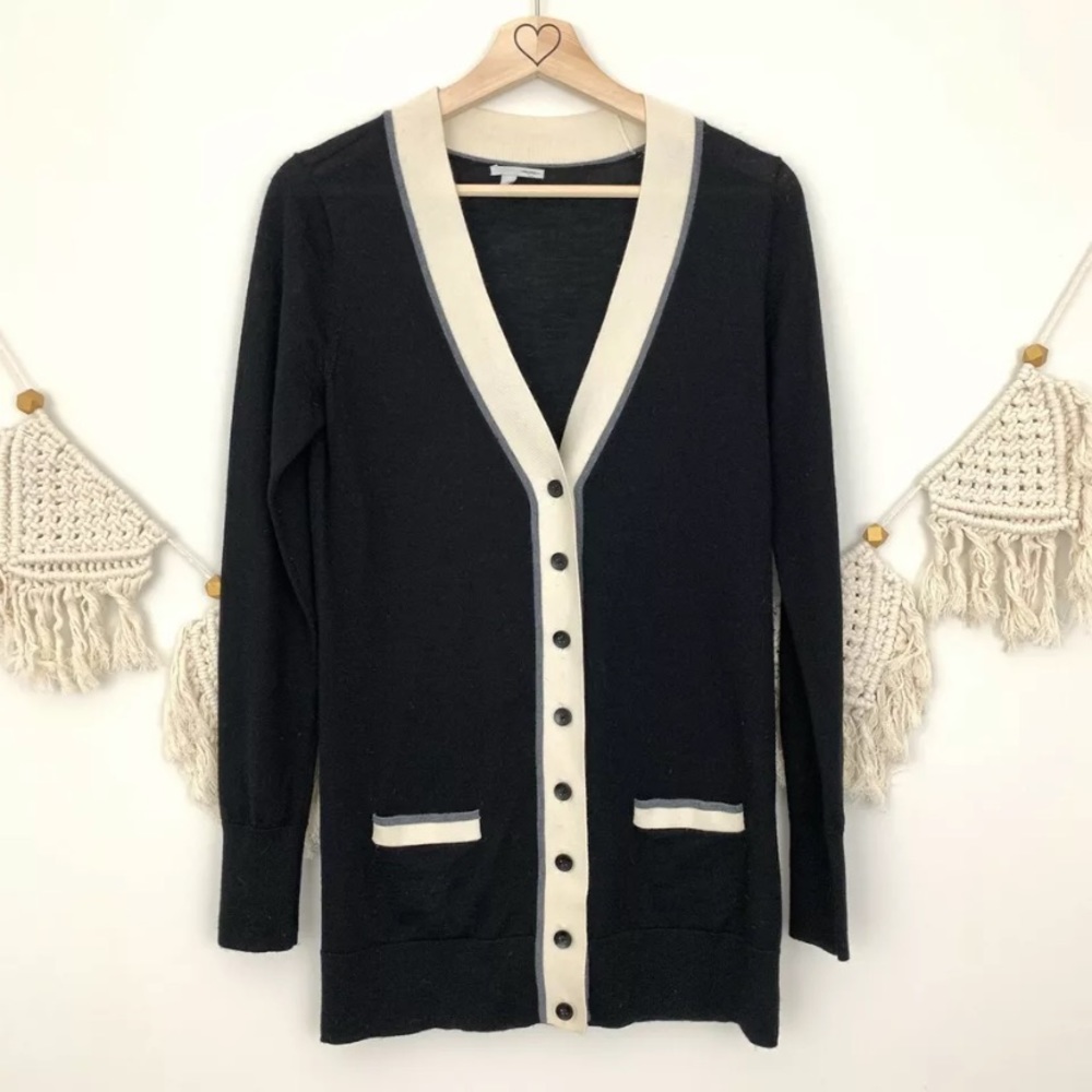 Halogen 100% Merino Wool V Neck Boyfriend/Grandpa Cardigan